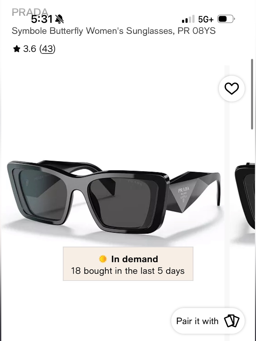 Prada PR 08ys sunglasses